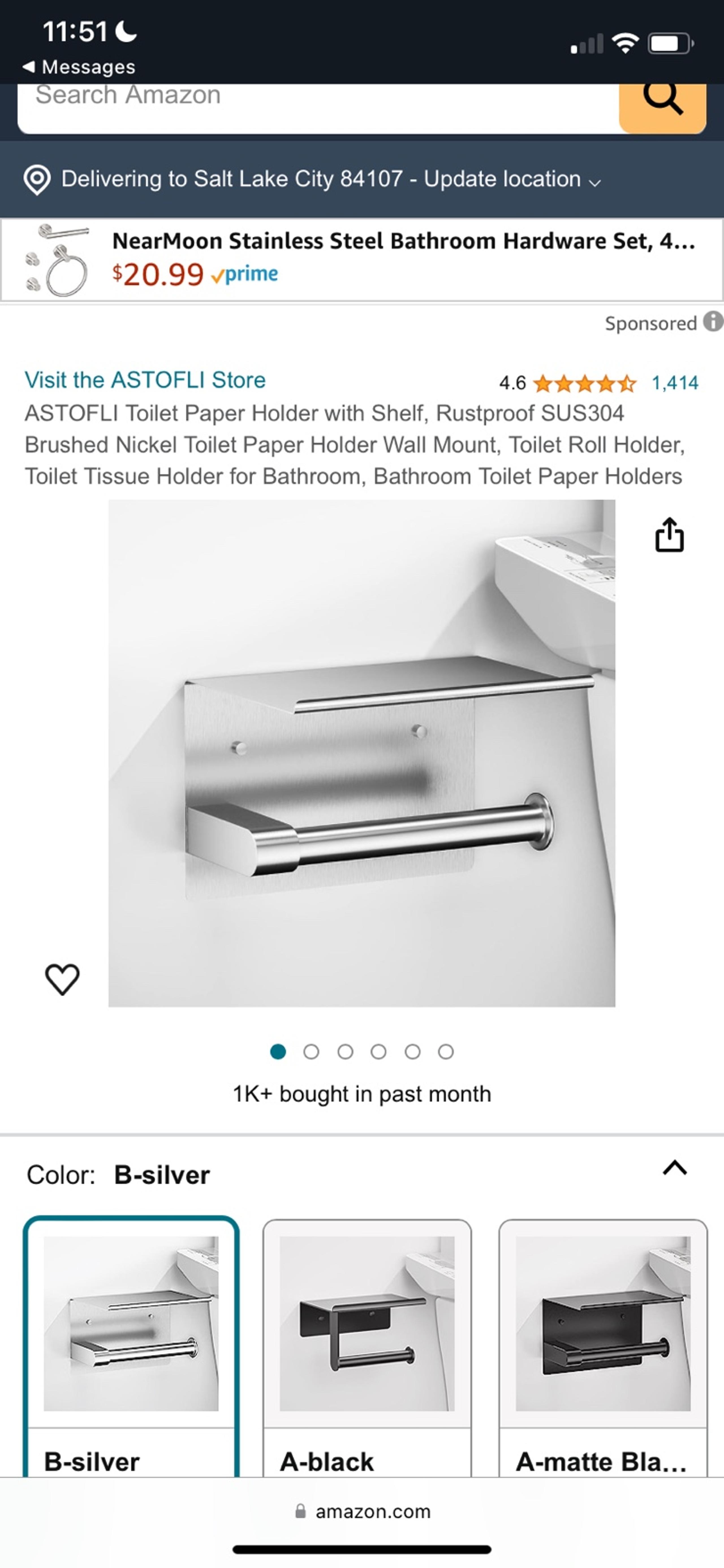 ASTOFLI Toilet Paper Holder with Shelf