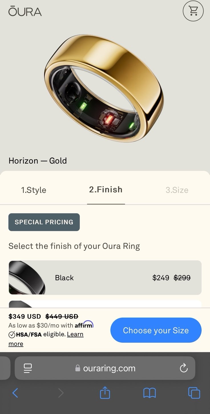 Oura Ring Horizon Gen3 Gold size 11