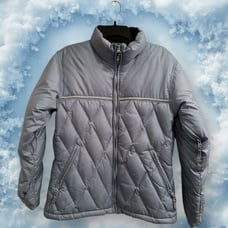 POWDER ROOM Winter Feather Down Ski Jacket Womens Small Blue Coat Zip Pockets