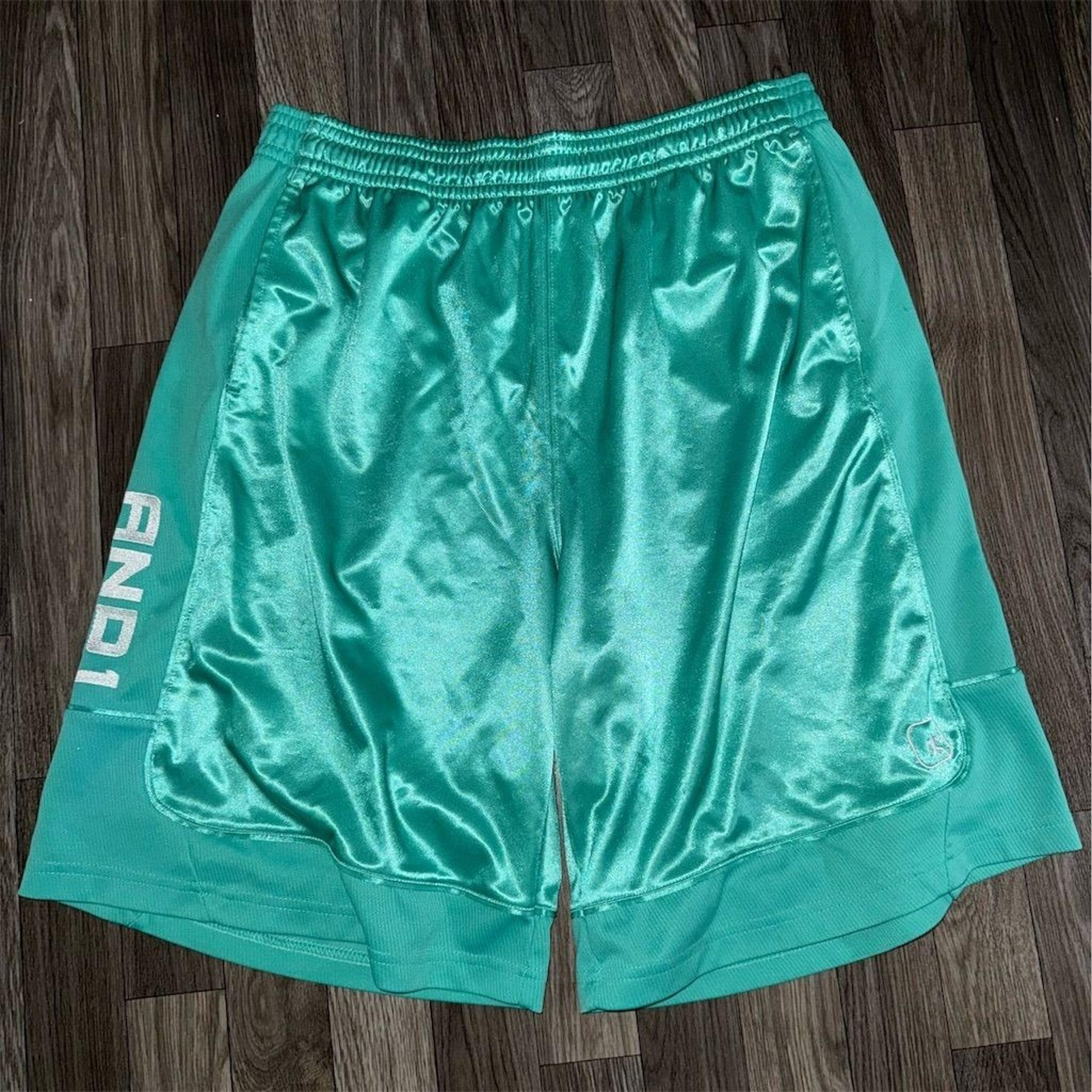 Nylon glanz silky shiny AND1 Men's Mint Green Basketball Shorts M Athletic Gym