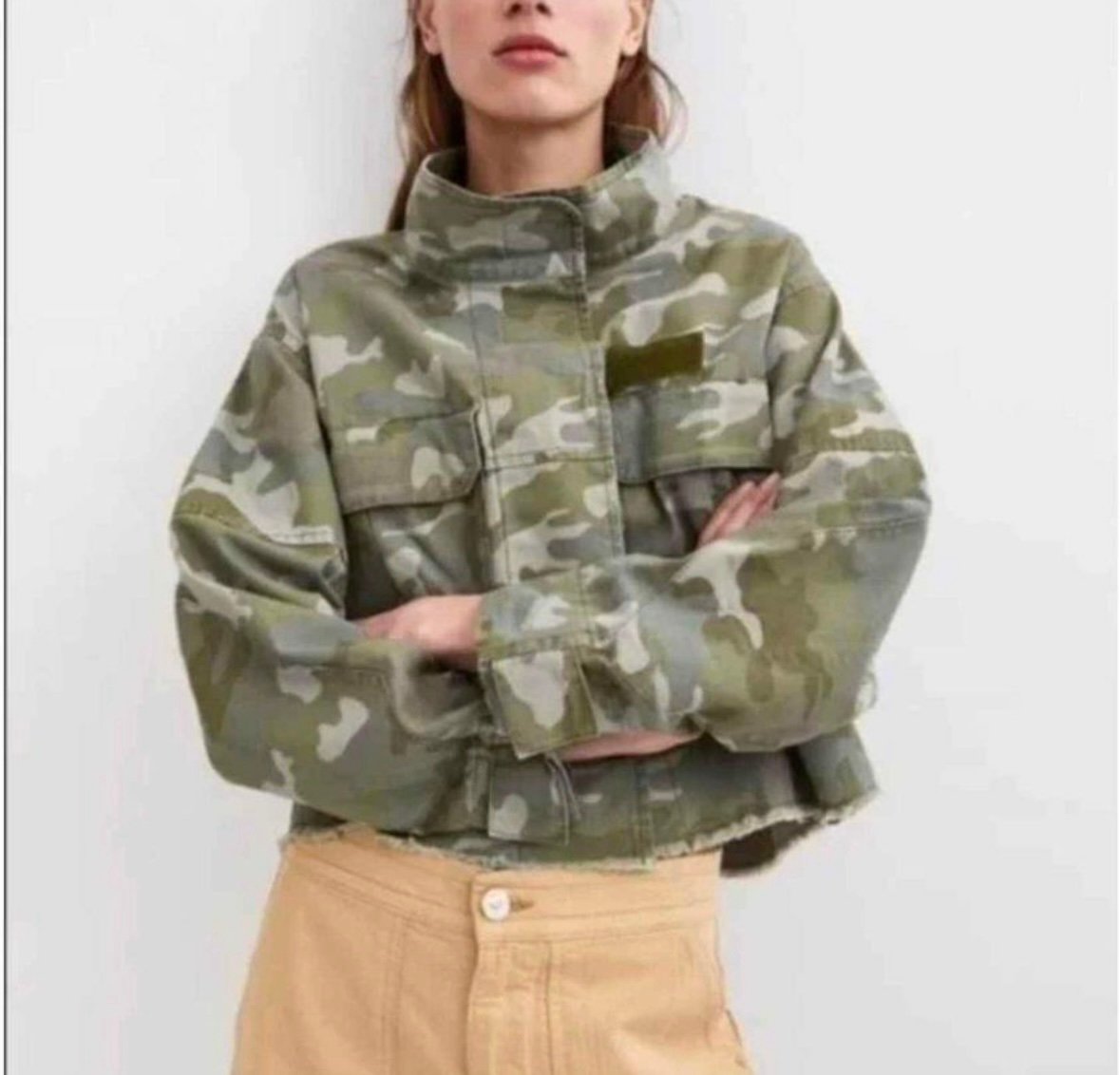 Zara Cropped Camo Jacket for women-size small