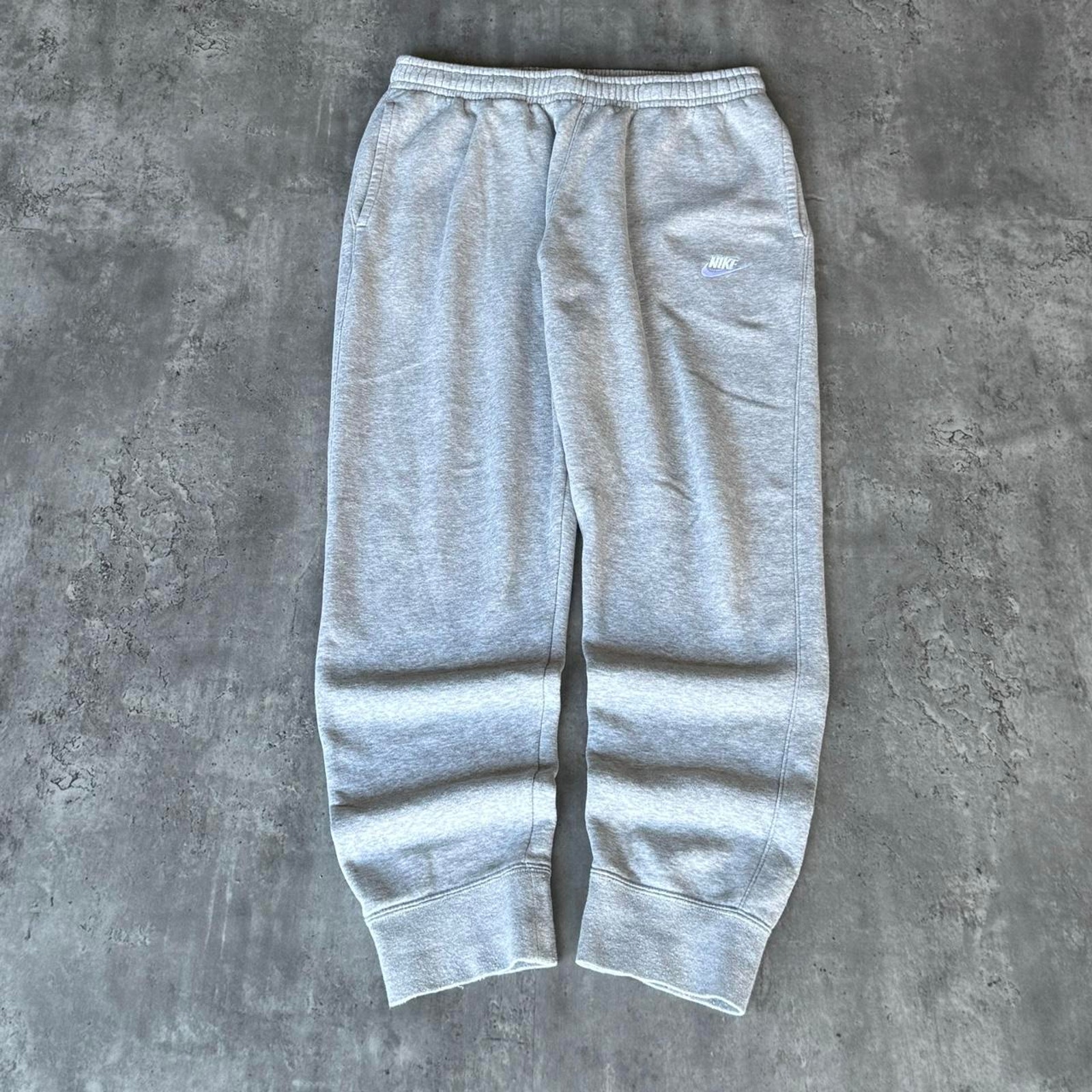 Vintage Y2K Nike Grey & White Embroidered Tech Sweatpants
