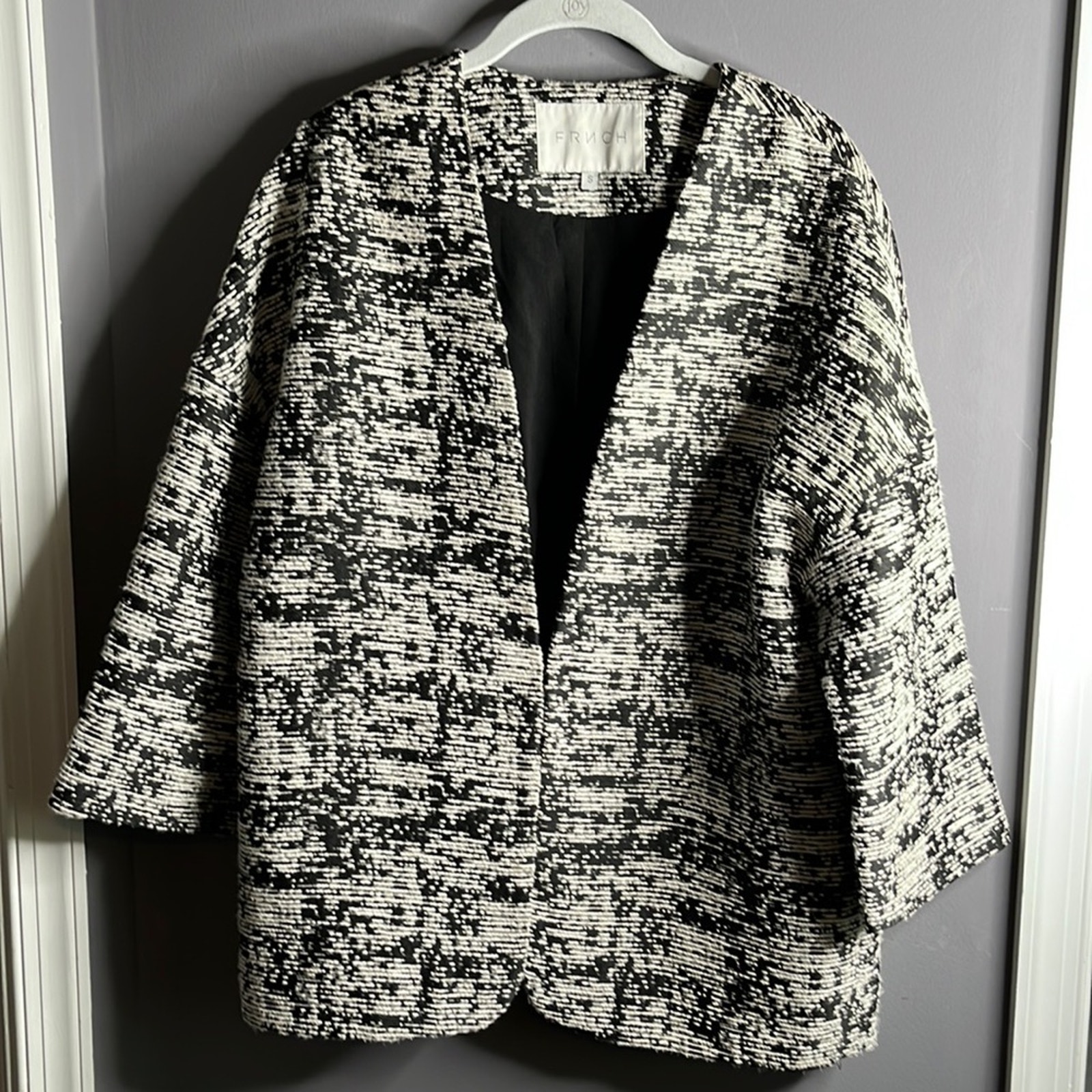 FRNCH Black and White Marled Open Blazer Size Small