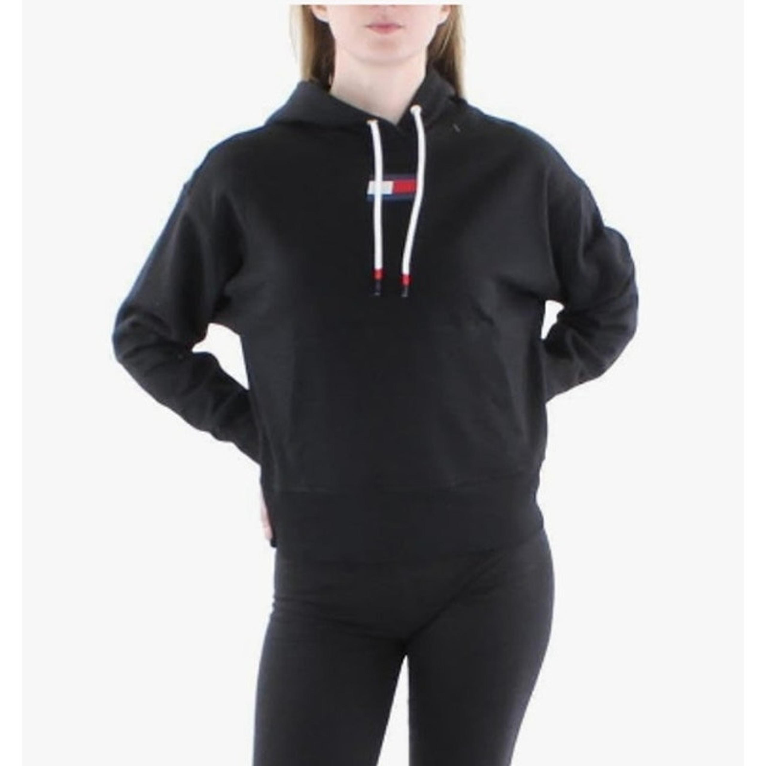 TOMMY HILFIGER SPORT Women's Logo Hoodie Size XS Black Long Sleeve Pullover NWT