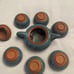 Vintage pottery sake/ tea set six cups