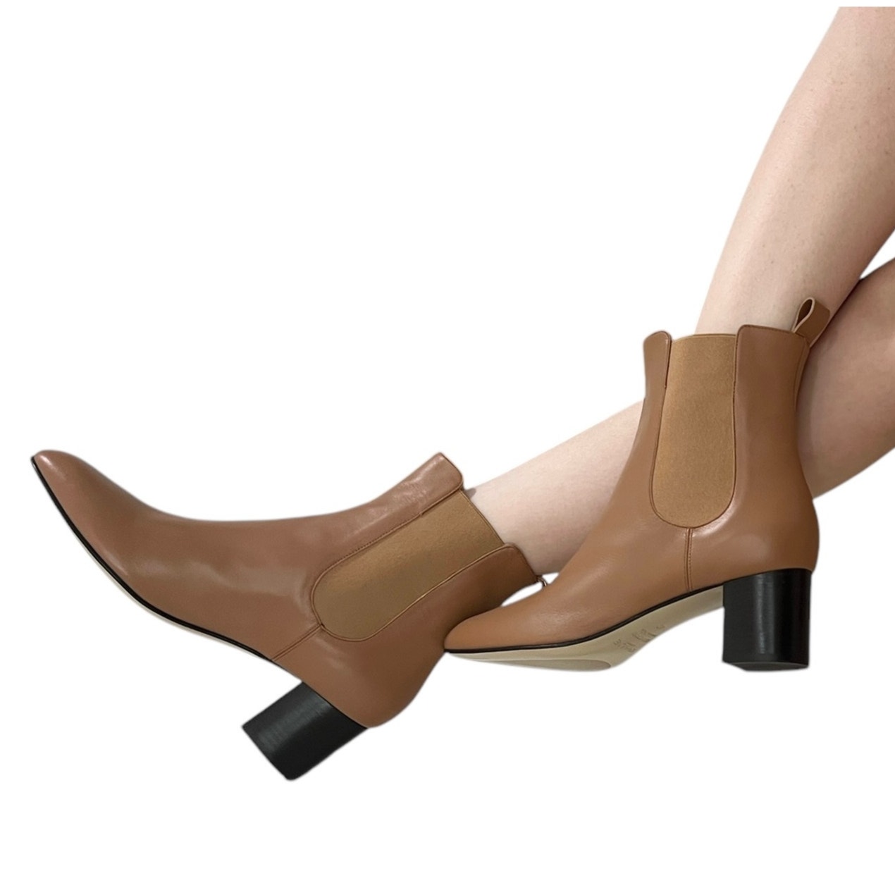 Kahmune London Mila Heeled Leather Bootie in Light Brown size 10 (EU 40) NWOB