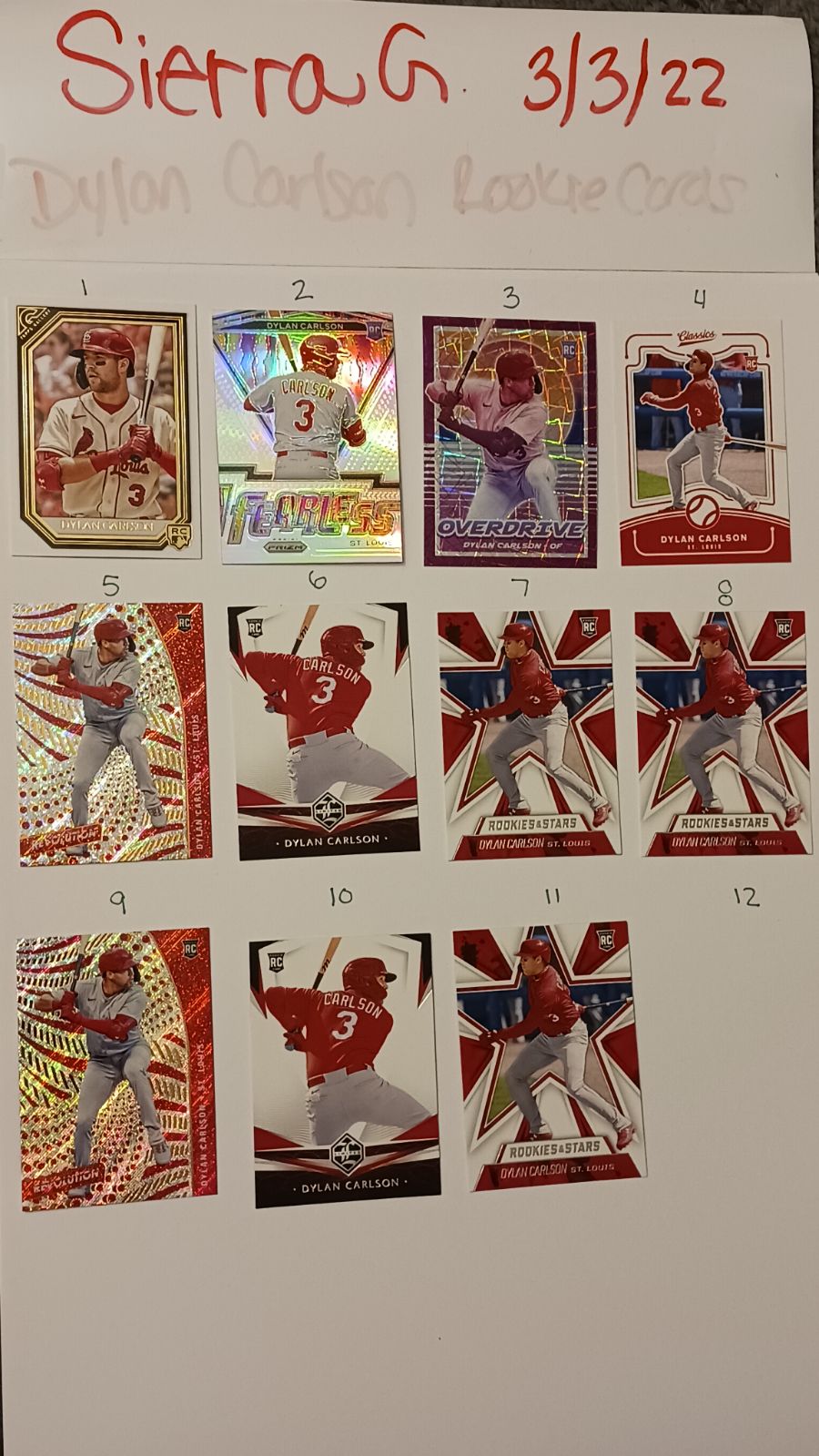 Dylan carlson card lot 100
