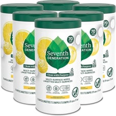 Multi Surface Wipes All Purpose Cleaning Lemon Zest 100% Essential Oils 6 Pack
