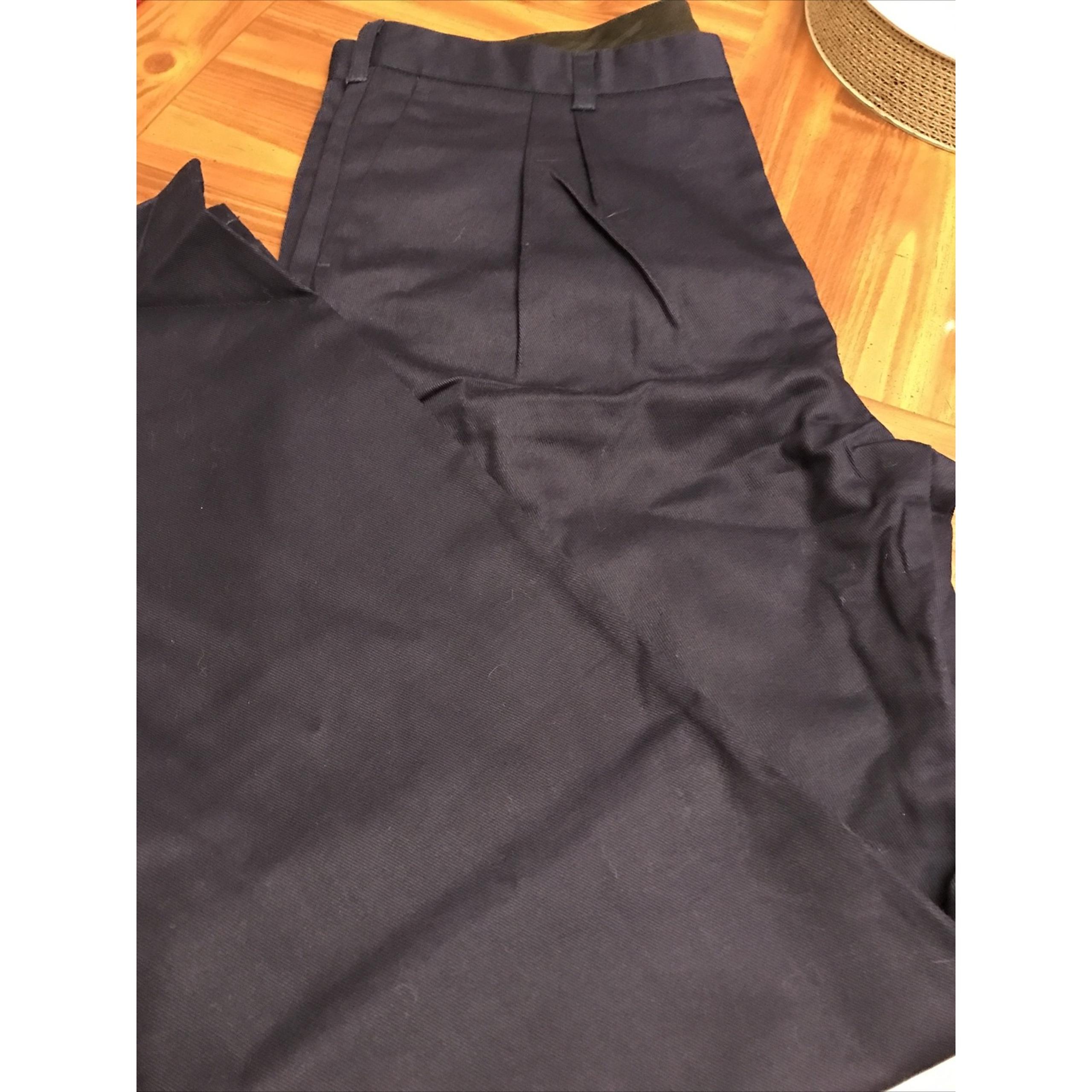 Mens Navy 38 X 34 Pleated Front Cotton Work Pants