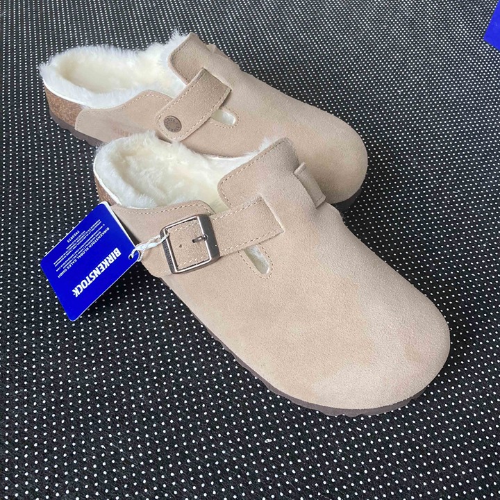 Birkenstock Shearling Suede Leather Latte Cream Medium/Narrow Size -40