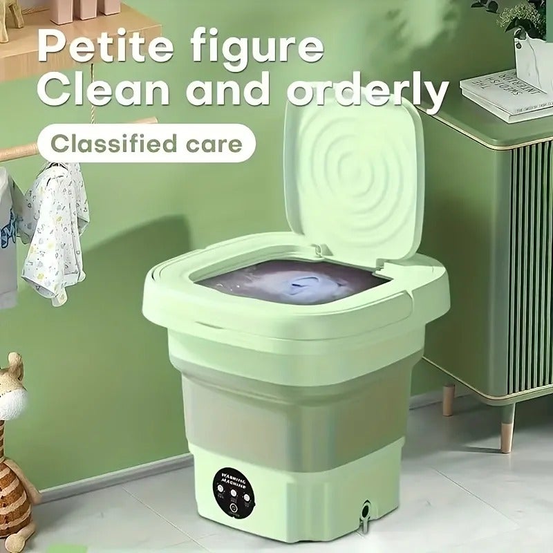 1pc GREEN Portable 2.11gal Washing Machine For Camping, RV, Travel, And Home Use