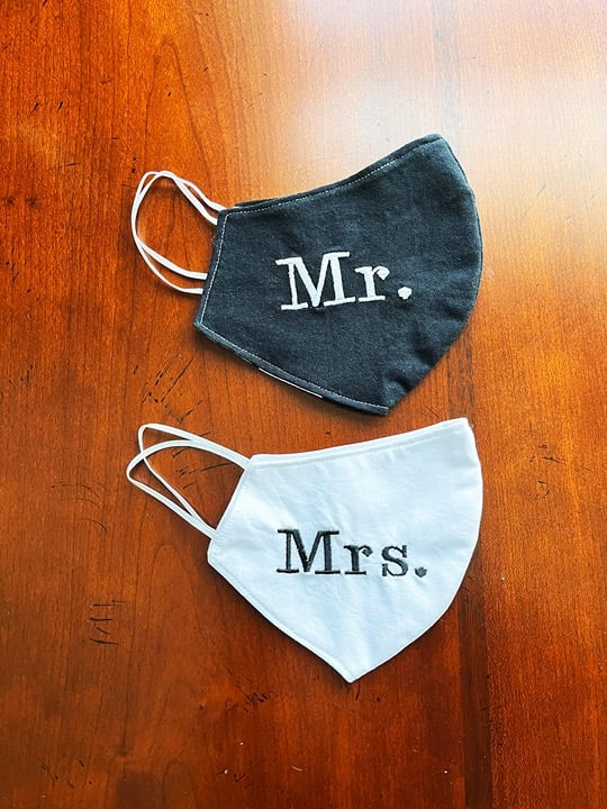Handmade Mr. & Mrs. Reversible Cotton Masks - Perfect for Weddings or Couples Ou