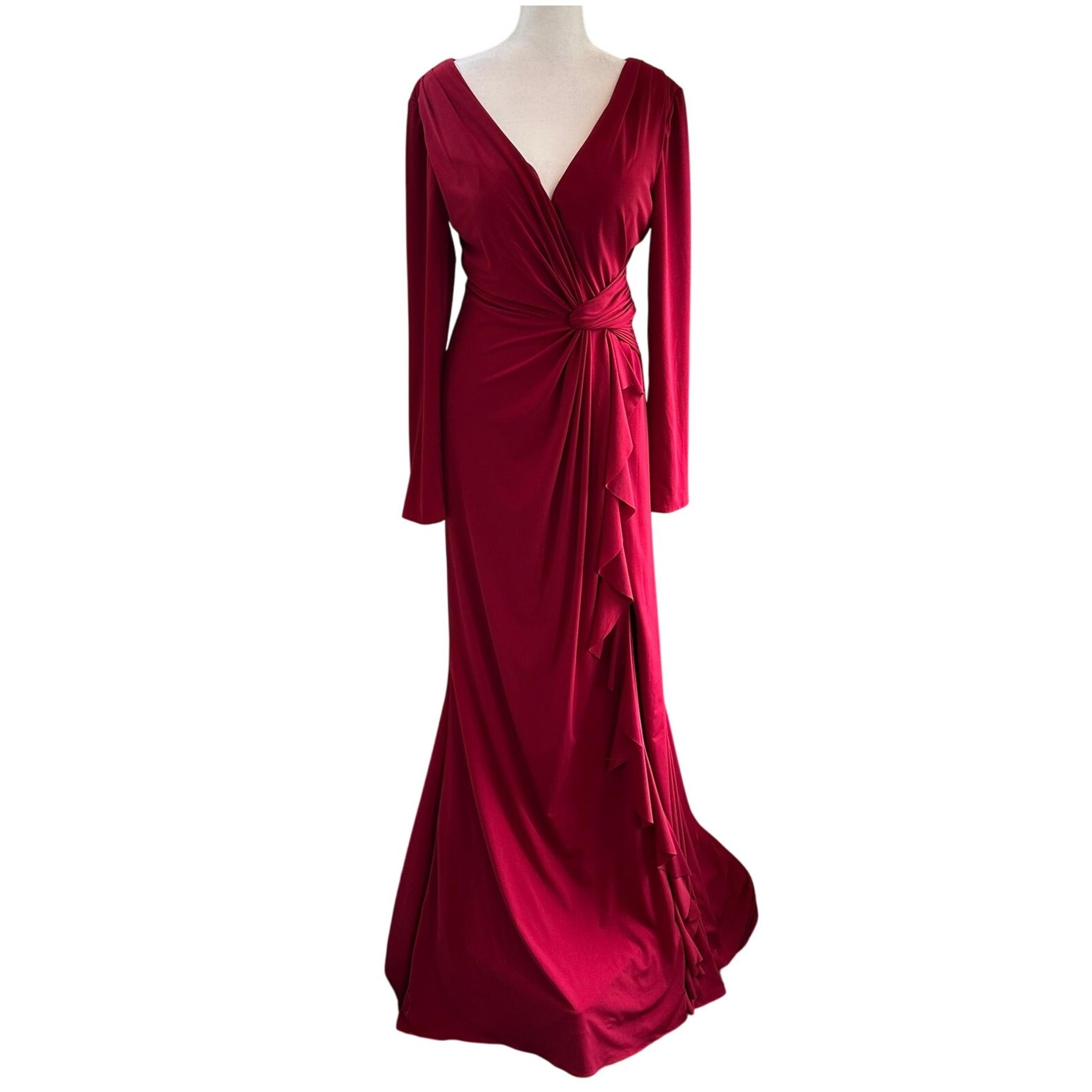 JOVANI Glamorous NWT Burgundy Red Formal Gown Long Sleeve Size 10 Dress