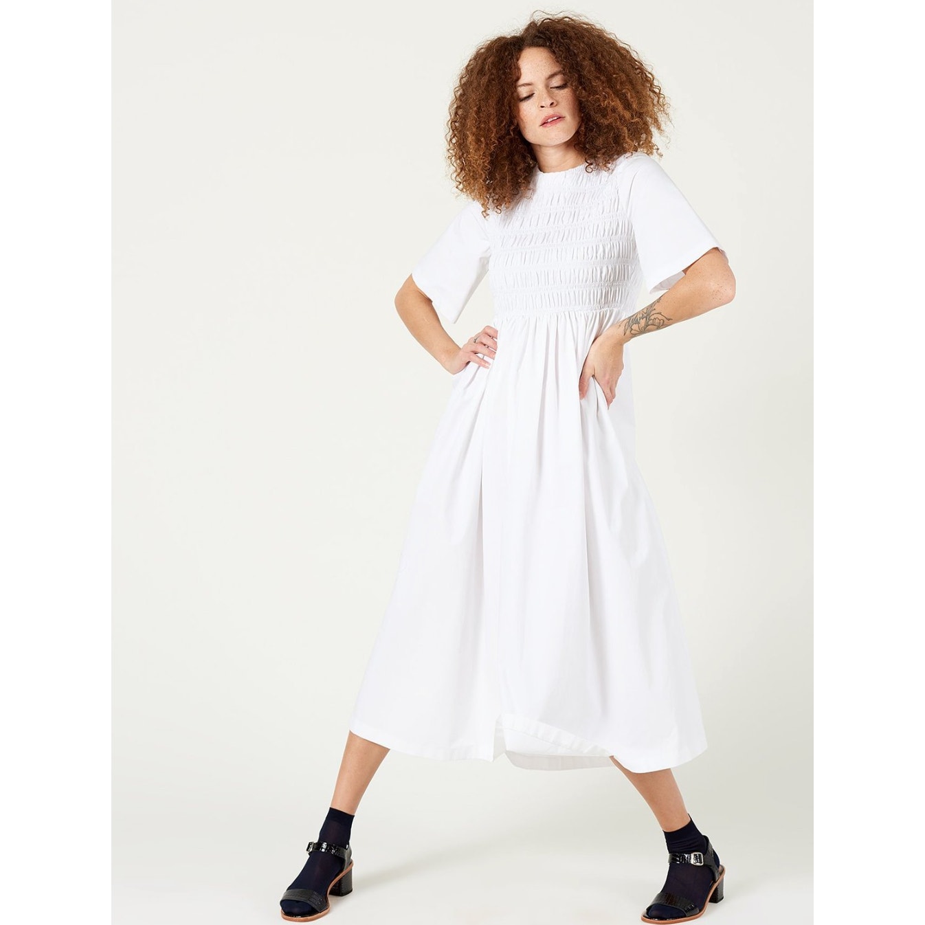Sandy Liang Diddy White Cotton Dress - Size L