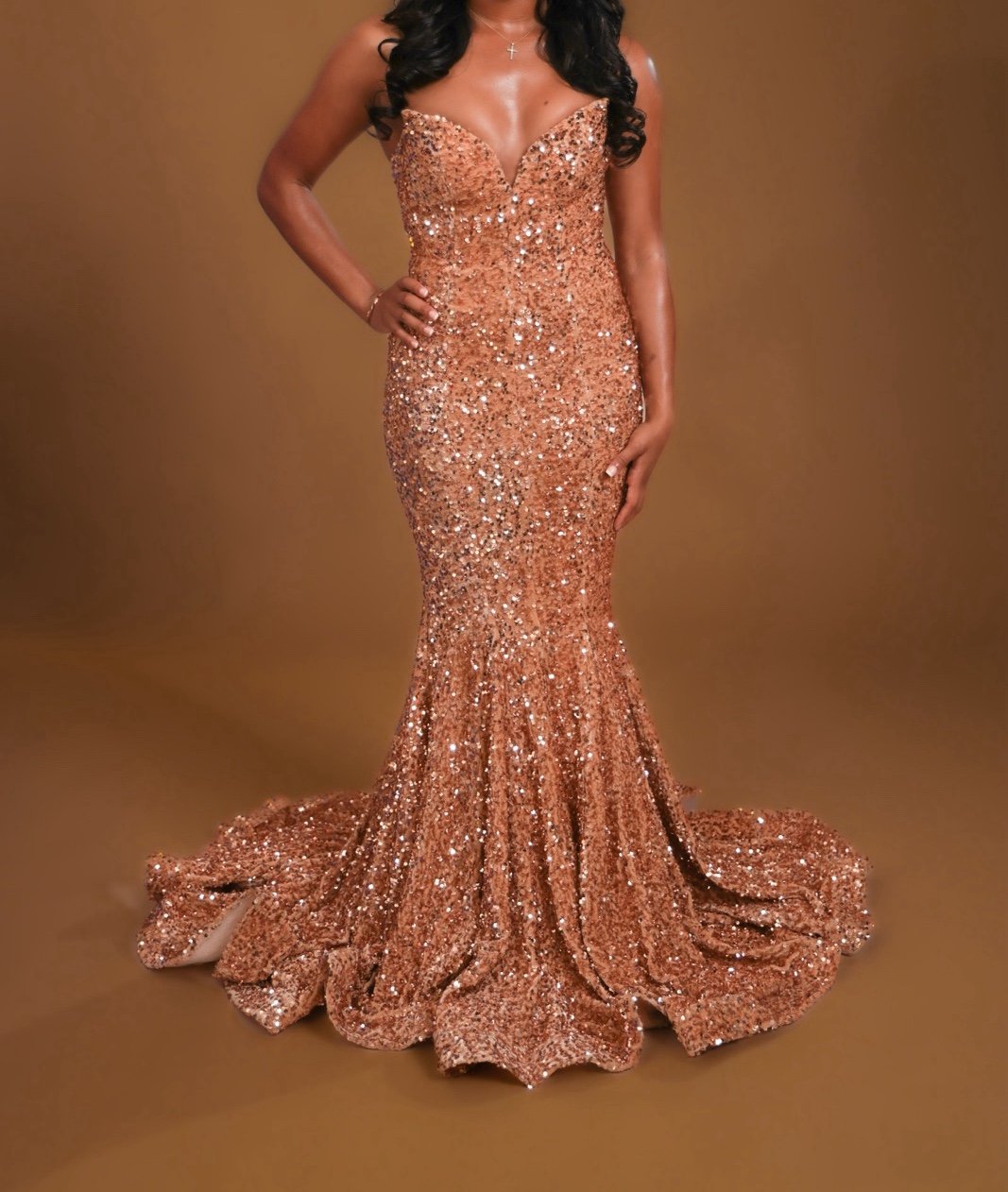Portia & Scarlett Gold Sequin Gown