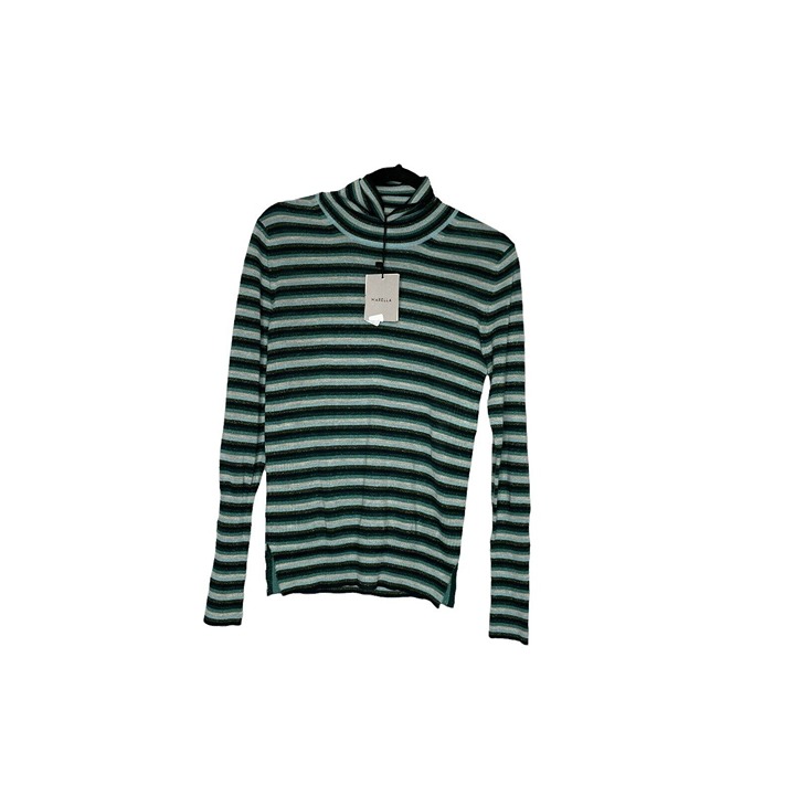 Marella Blue Striped Thin Sweater Turtleneck Top Women’s Large NWT 315