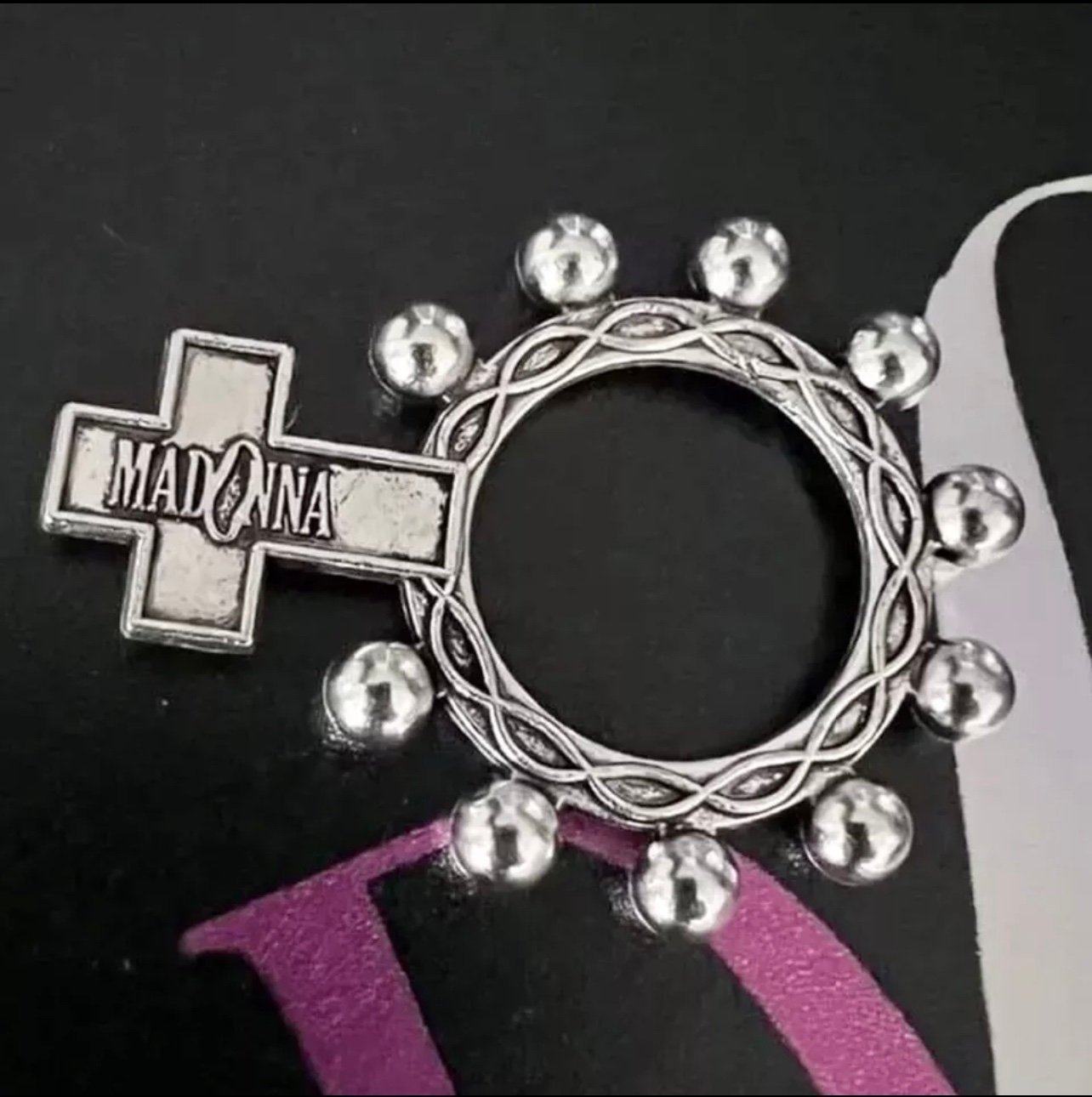 RARE MADONNA CELEBRATION TOUR EXCLUSIVE VIP DRINK TOKEN RING 2024 ROSARY METAL