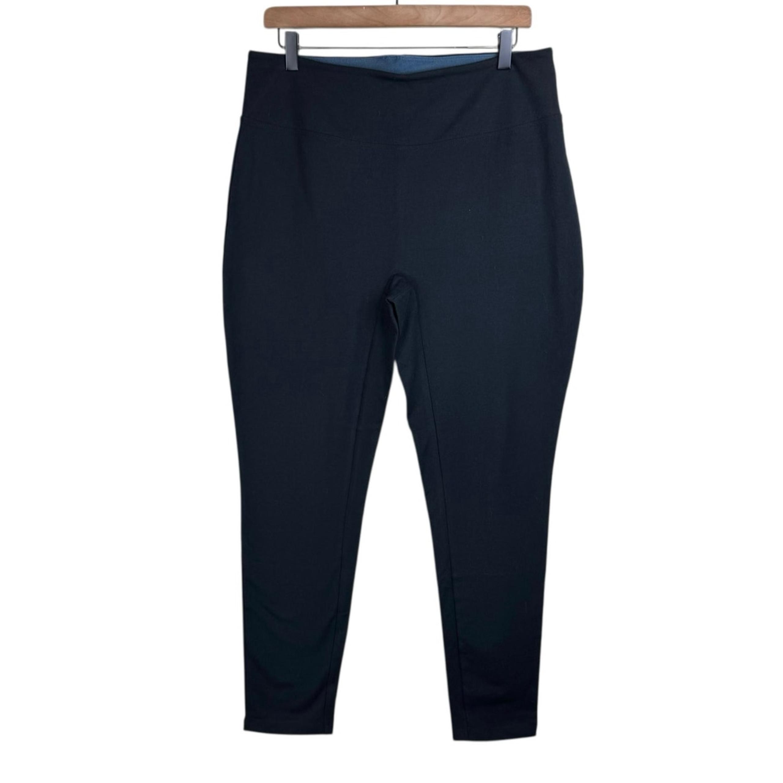 Women With Control M Black High Rise Gusset Stretch Lined Waist Legging Pants