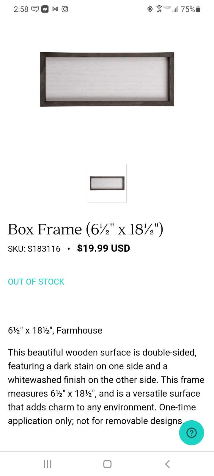 Chalk Couture Box Frame 6 1/2 X 18 1/2
