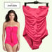 JANTZEN NEW Dopamine Ruffled Ruche 1-Piece Bandeau/Straps Swimwear 10