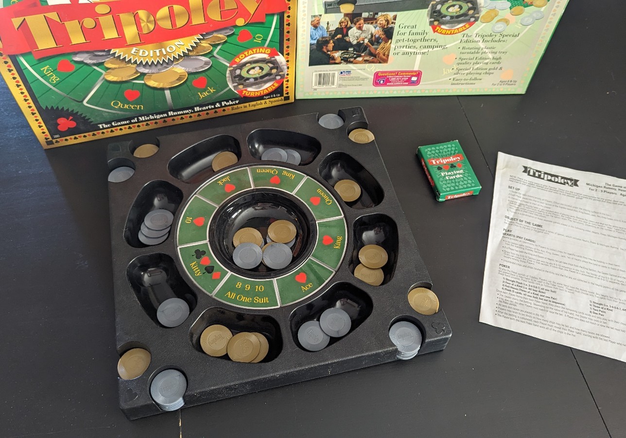 Tripoley by Cadaco 65th Anniversary Edition with Rotating Plastic Turntable