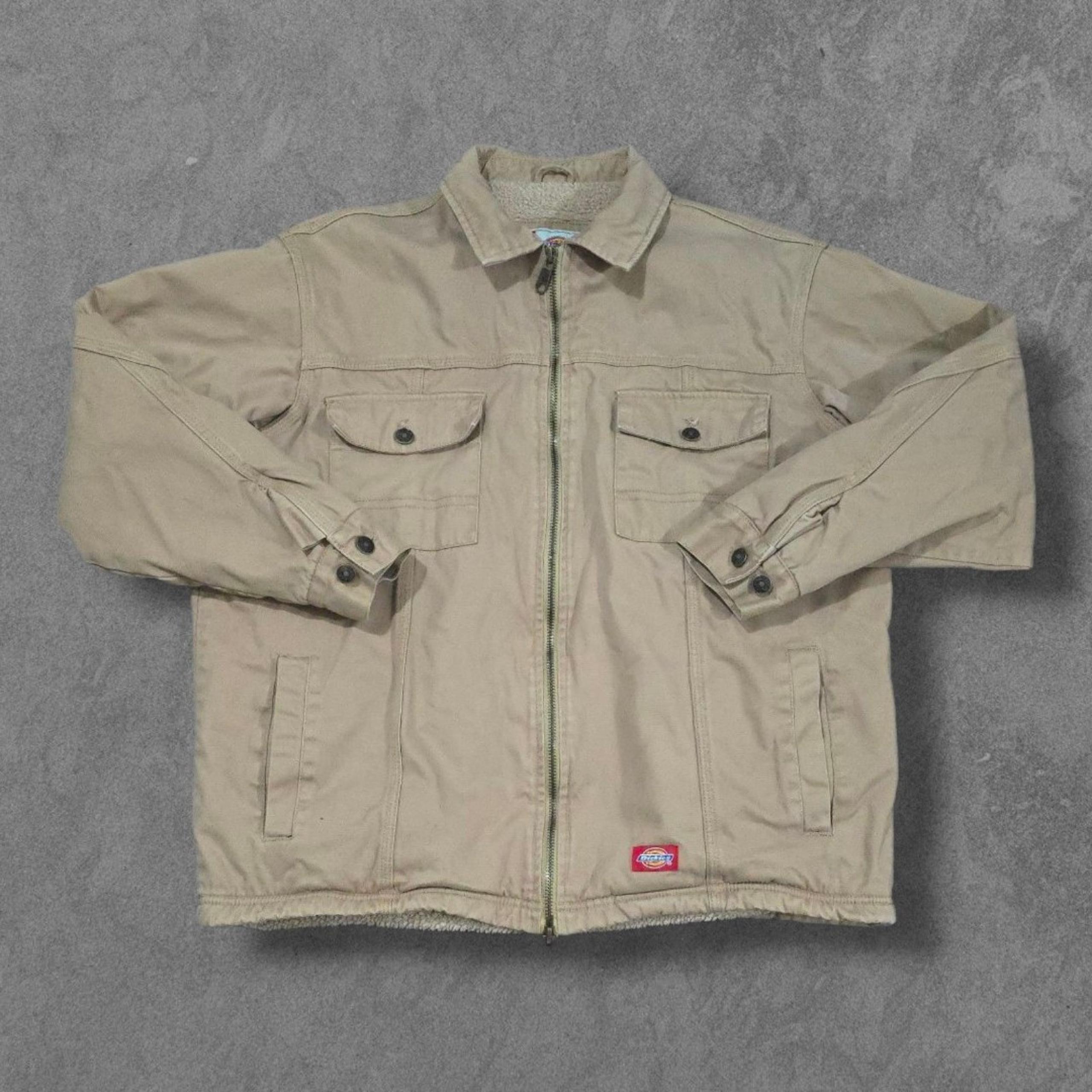 Vintage Dickies Canvas Fleece Sherpa Lined Full Zip Work Jacket Large