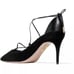 Aquazzura Fellini Pumps Black Suede Leather Trimmed Pointed Ankle Tie Sz 37 / 7
