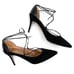 Aquazzura Fellini Pumps Black Suede Leather Trimmed Pointed Ankle Tie Sz 37 / 7