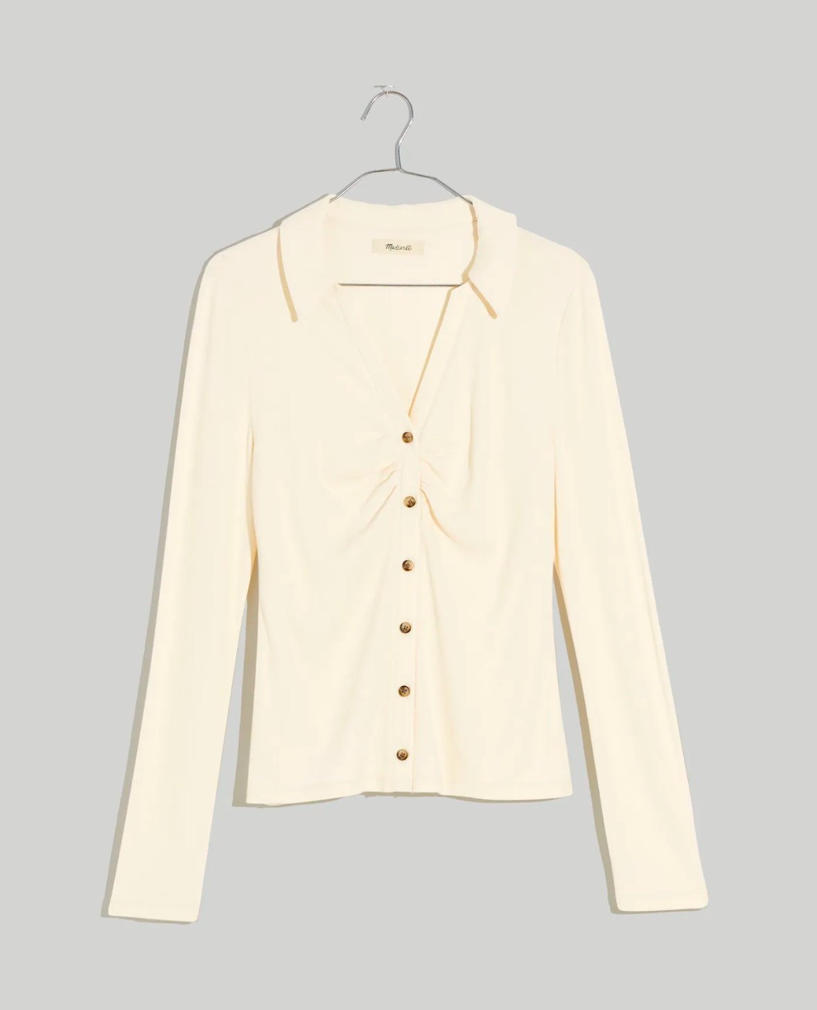 MADEWELL Ruched Polo Cardigan - Antique Cream - Size XS