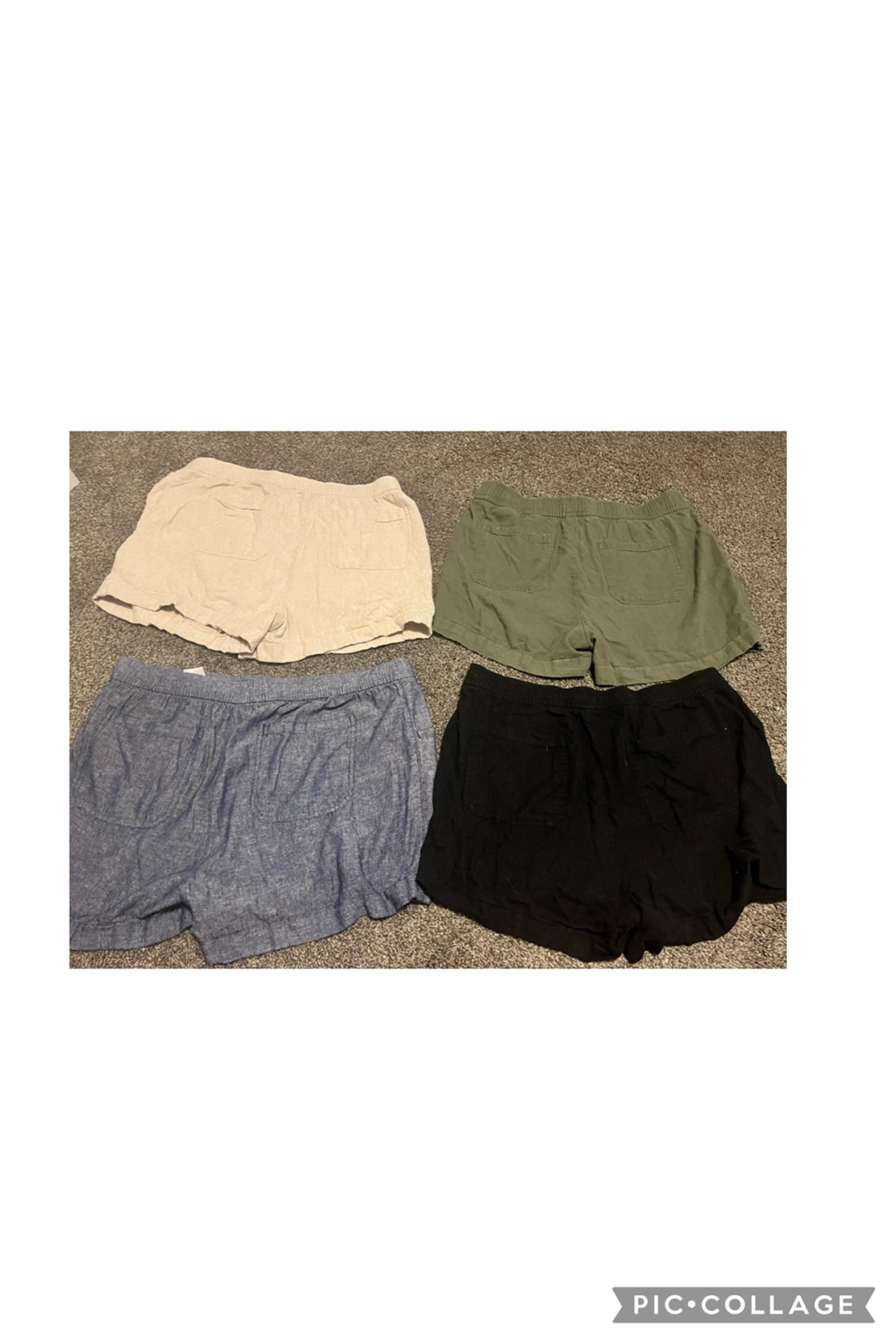 Women’s Old Navy Pull On Linen Shorts Lot of 4 Elastic Waist Black Denim SIZE L