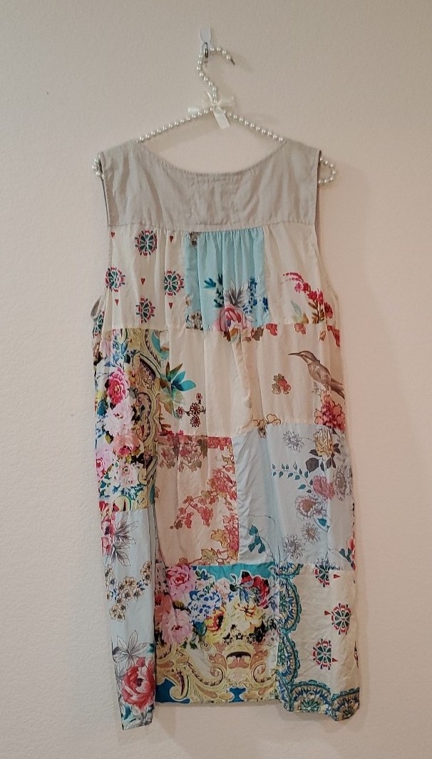 Johnny Was Sleeveless Patchwork Linen Dress Sz M