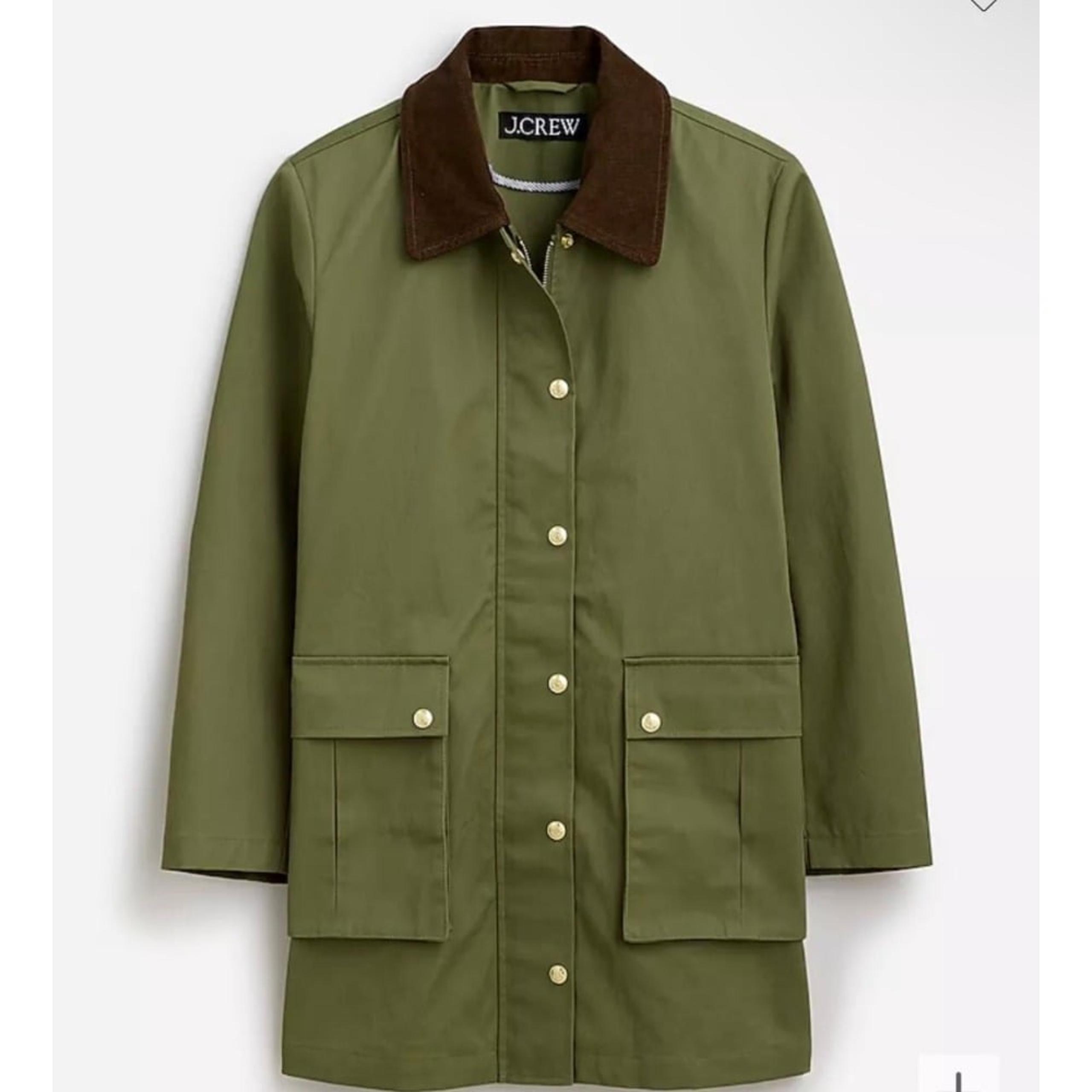 J.Crew Heritage Barn Jacket waxed cotton twill coat Green Womens Sz XL NWOT