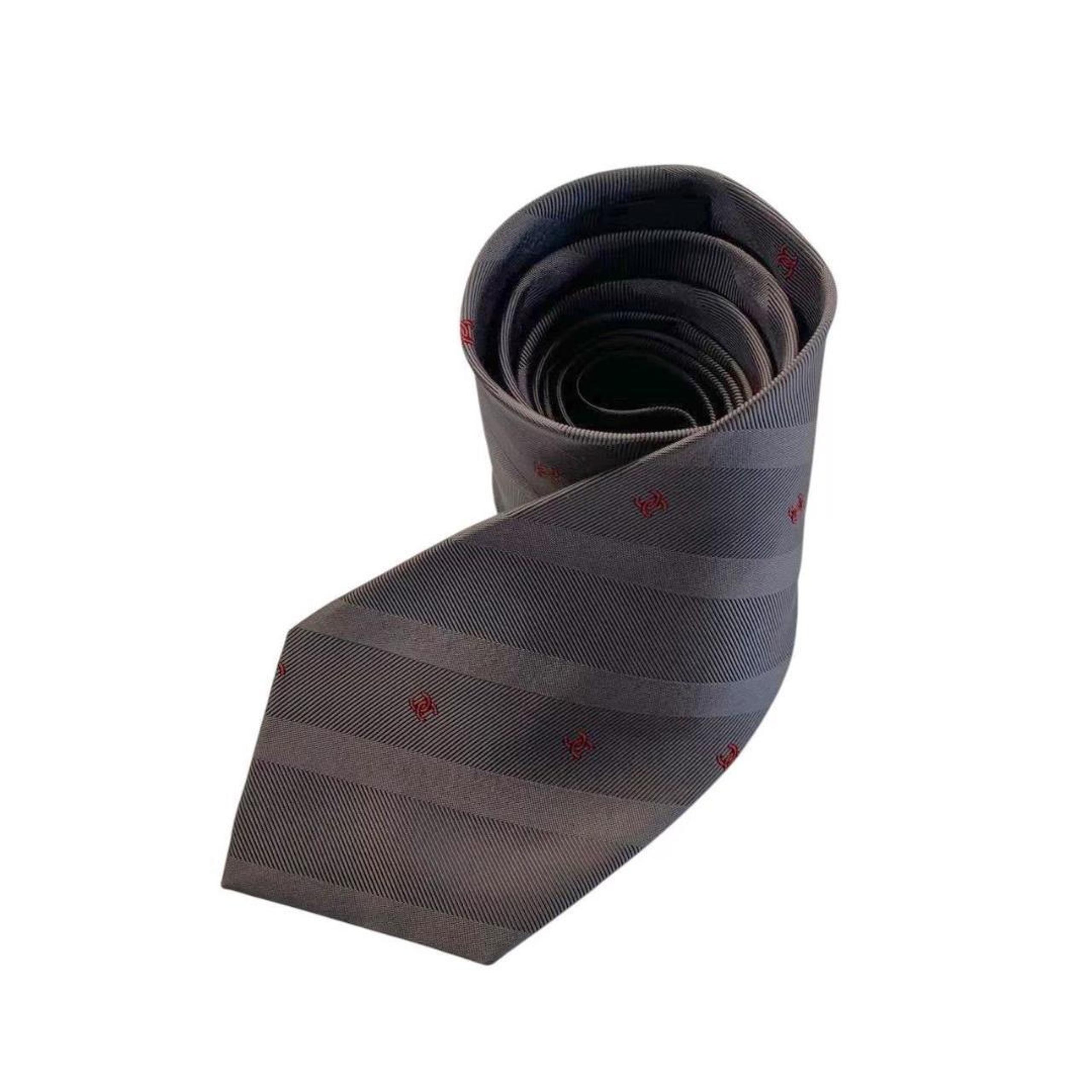 CHANEL Chanel Tie Silk CC Mark Stripe Made in Italy