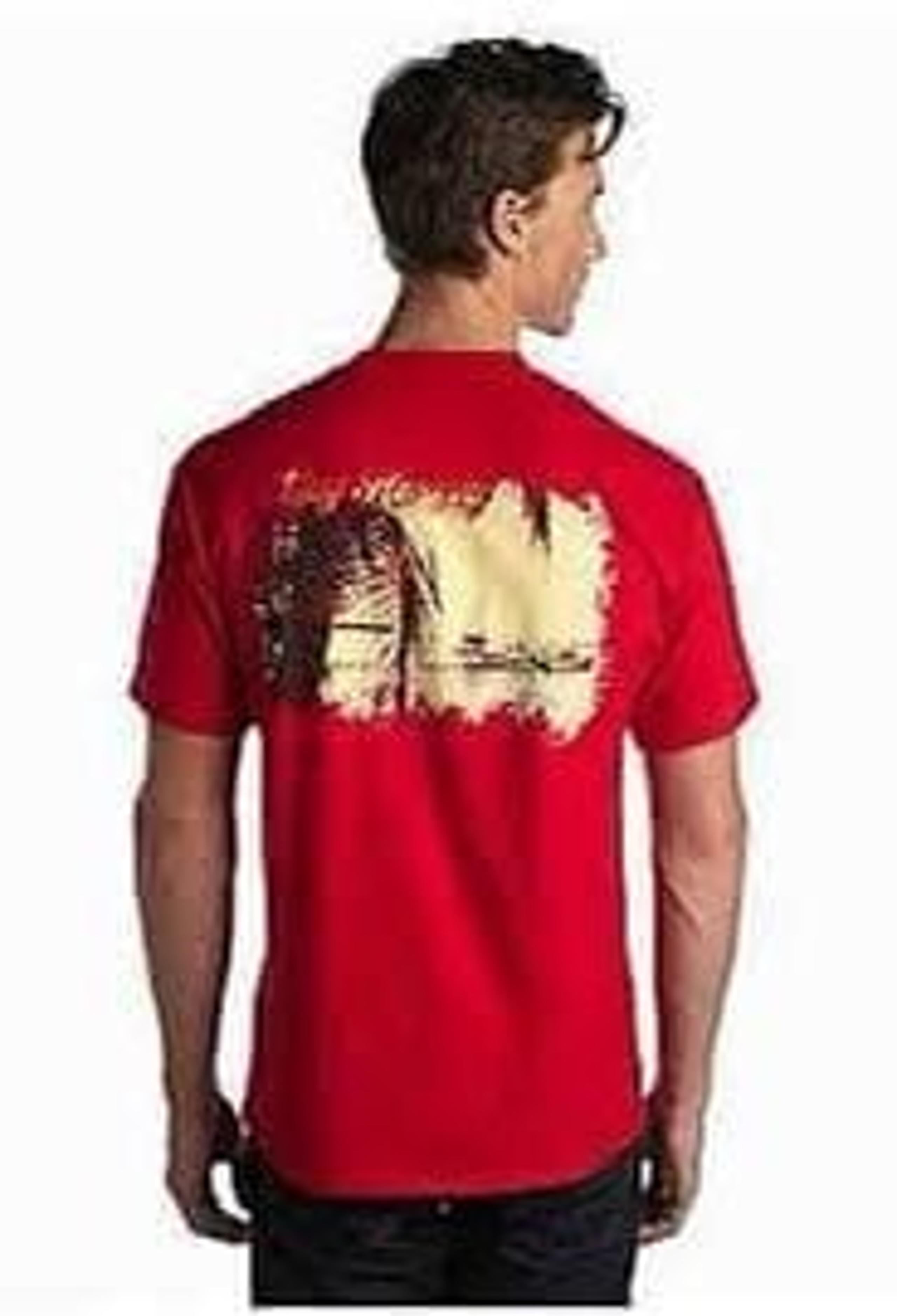 Guy Harvey Red Road Trip Palms 100% Cotton Pocket T-Shirt Size Medium