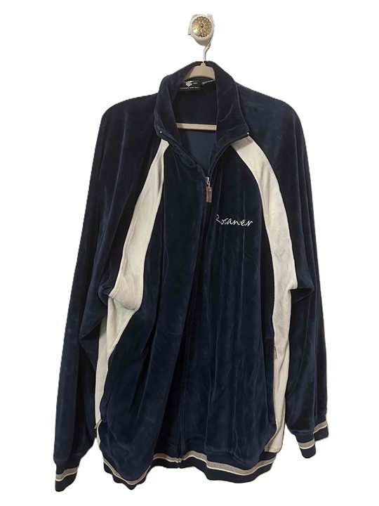 Rocawear Velour Jacket Mens Size XXL Blue Track Zip Front High Collar ZipPockets
