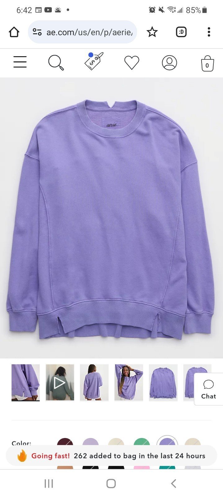 NWT Aerie The Chill Crew Sweatshirt, Size S