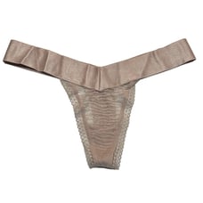 NWT VICTORIA'S SECRET High Leg Thong Sz L Pink Beige Lace