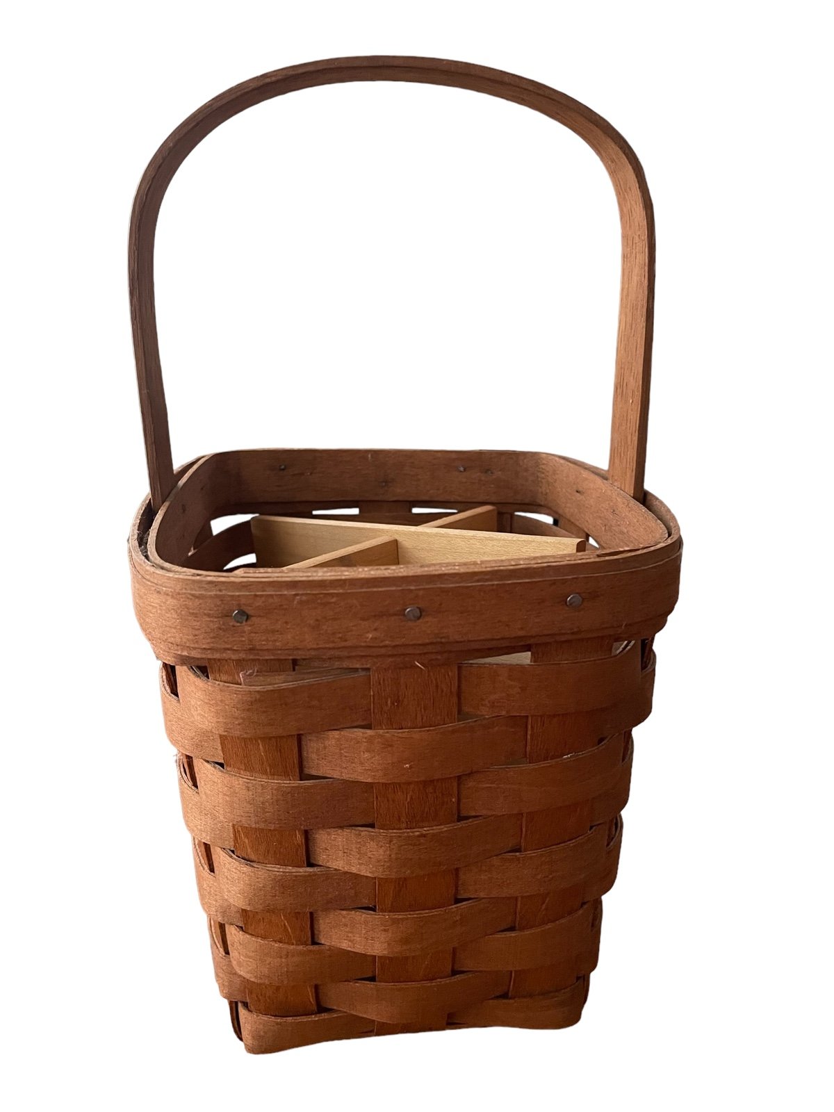Vintage Longaberger 1989 Basket with Handle and Wooden Insert