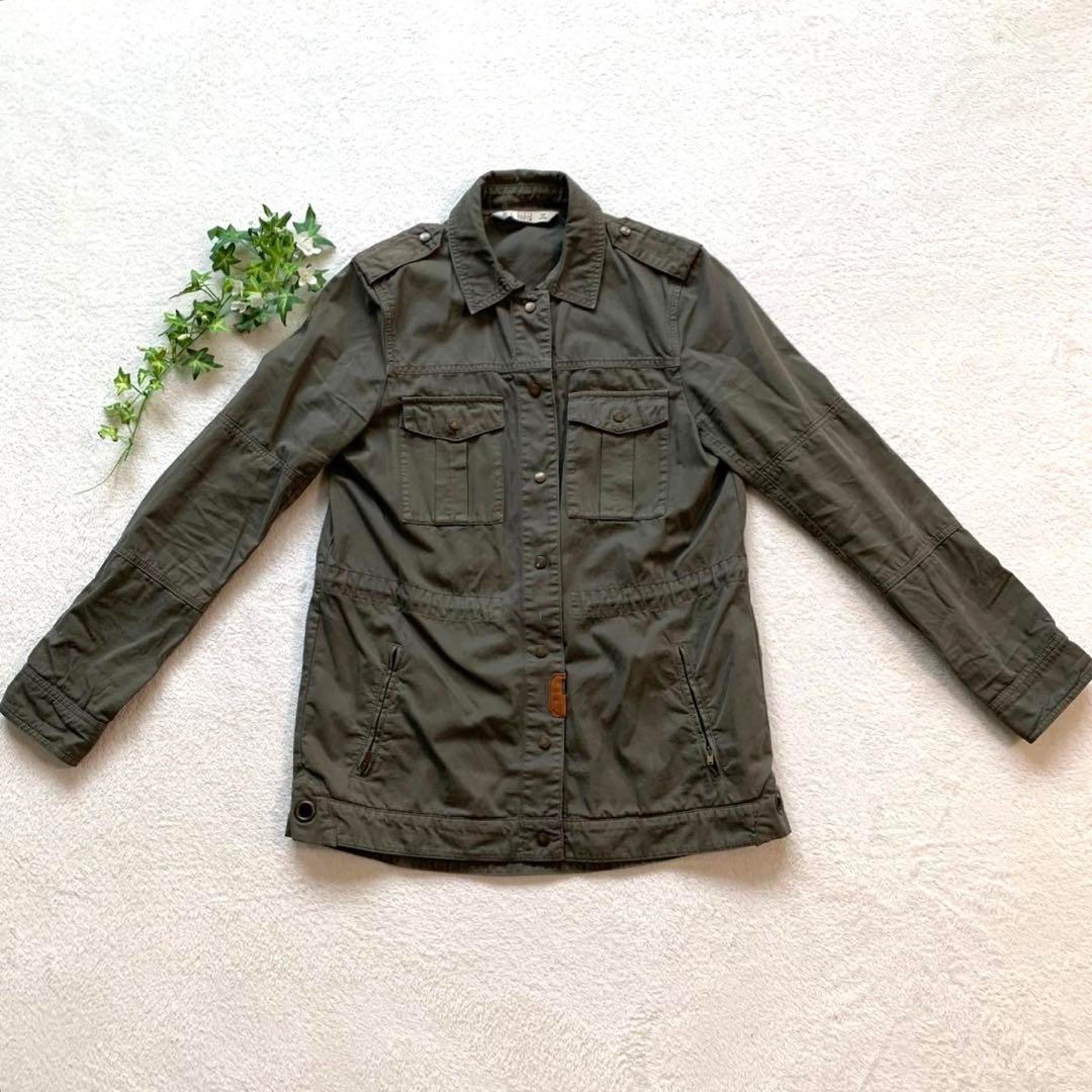 m892 'Zara Basic' Military Jacket S Khaki Snap Button
