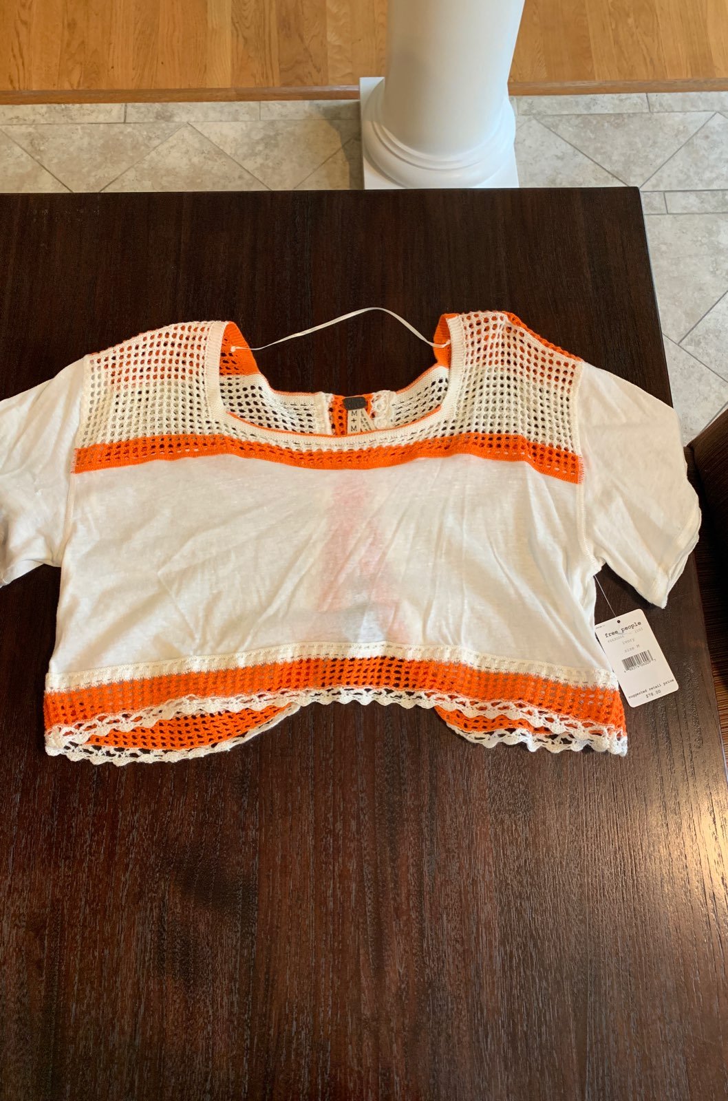 Free people orange ans white crop top
