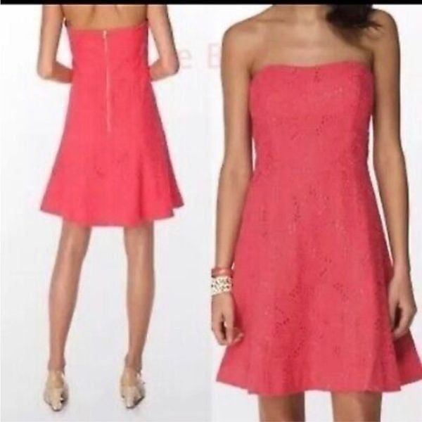 Lilly Pulitzer Women's Strapless Vicki Island Lace Dress In Coral Size 8