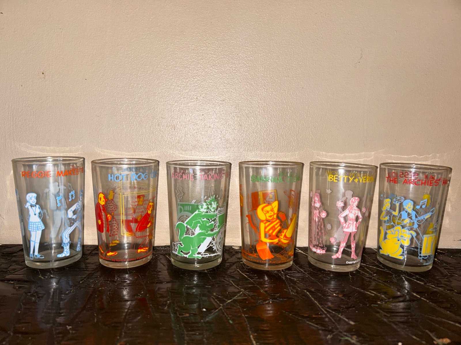 Archie Comics 1971 full set of 6 glasses