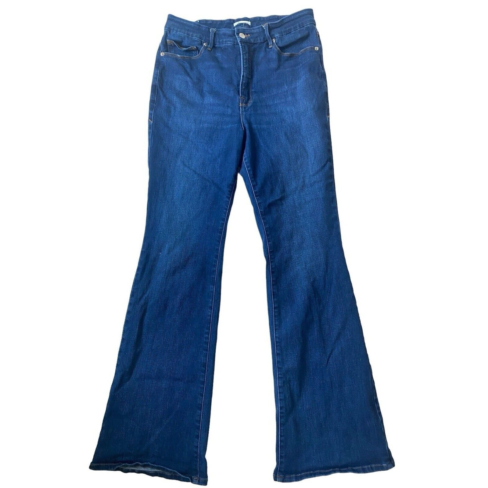 Good American Good Legs Flare Jeans Dark Blue Size 15