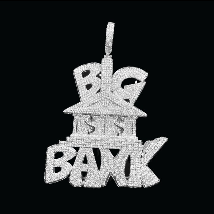 Iced Out Two Tone Color Heavy Big Bank Necklace