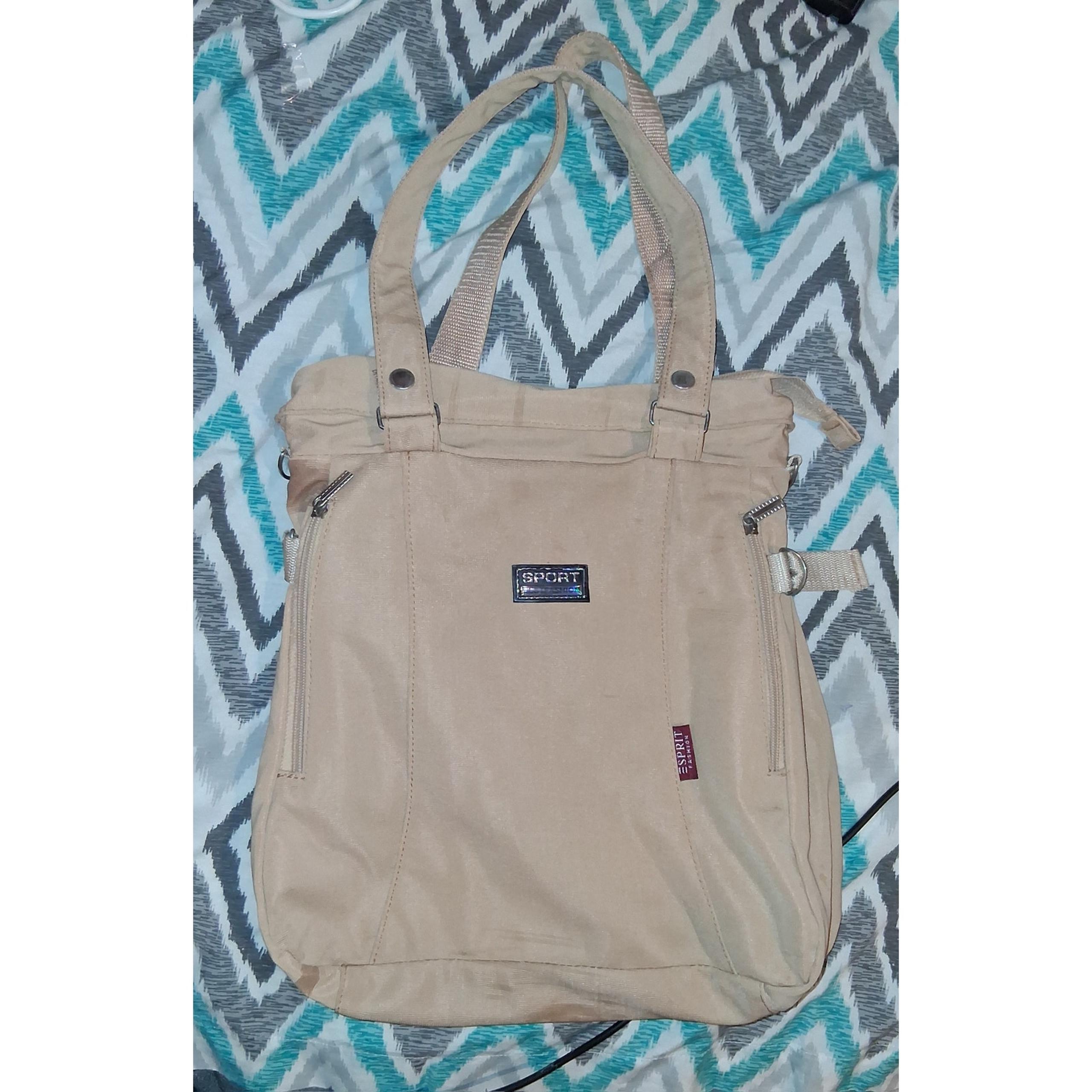Beige “SPORT” Canvas Shoulder Tote Bag by Esprit Style
