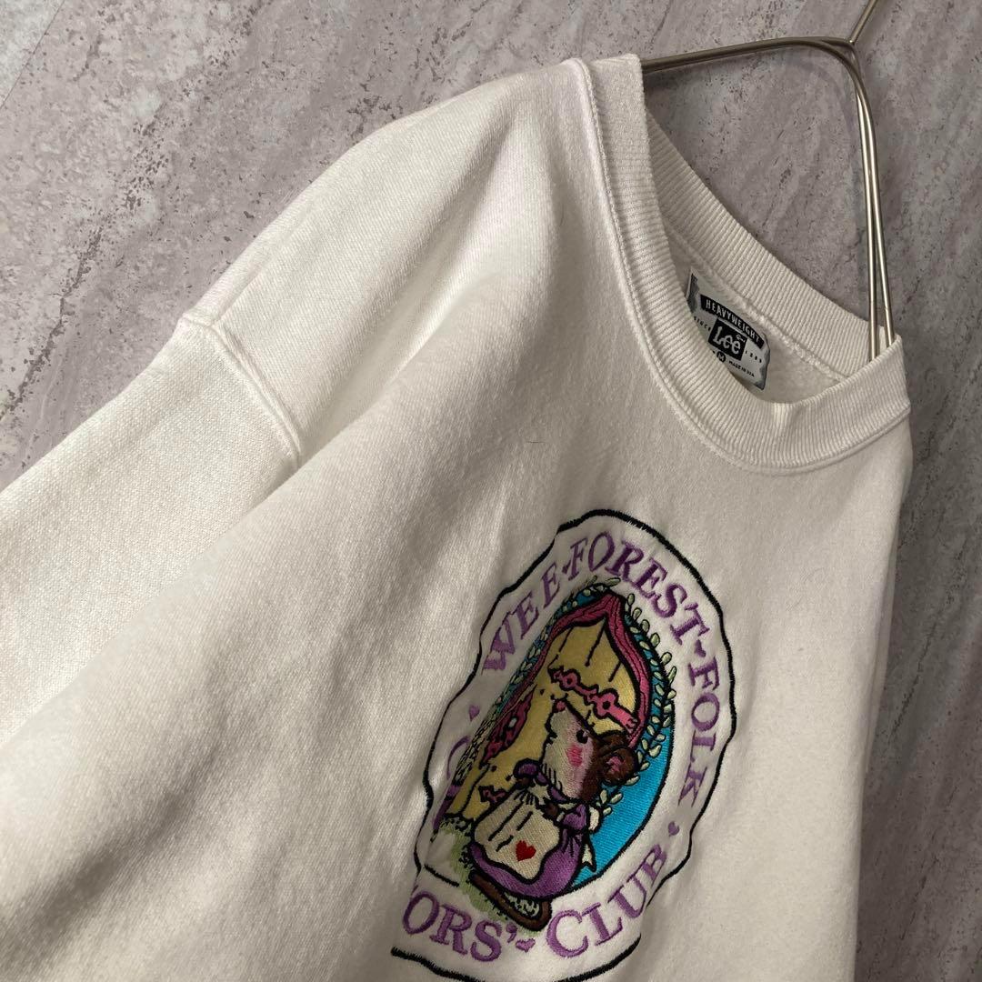 Vintage US Sweatshirt, Retro Animal Logo Embroidery, Off-White
