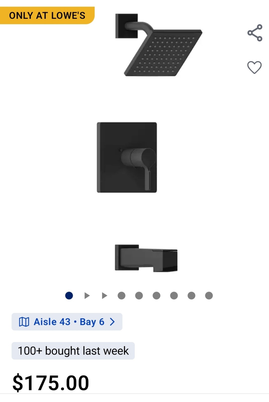 Matte Black Modern Contemporary shower and bath Faucet