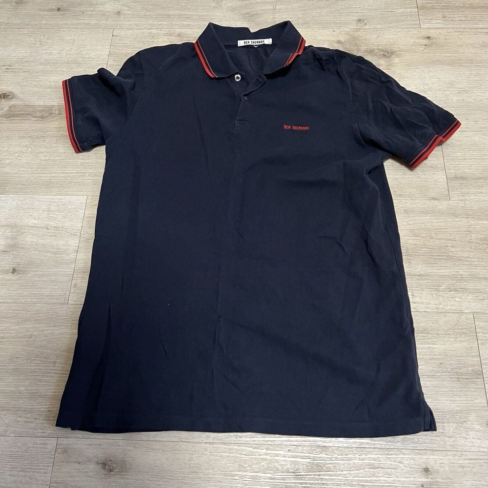 Ben Sherman Men's Polo Shirt Size L Black Red Punk Oi! Skinhead England Ska