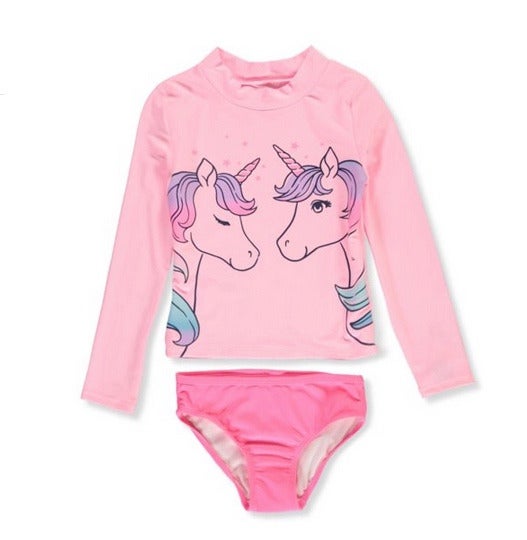 NWT carters unicorn rashguard swim suit bathing 14 pool vacation girls 2 piece
