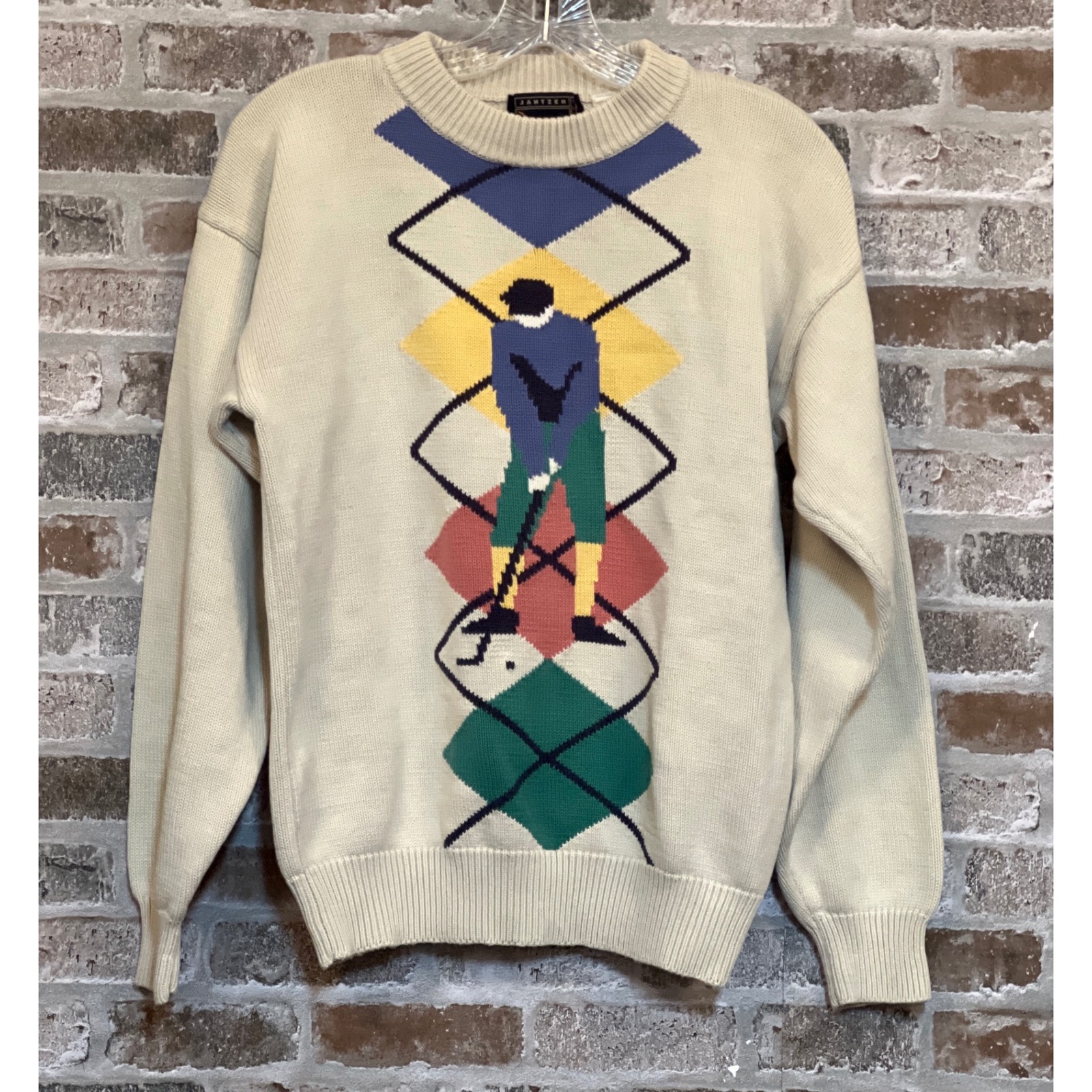 1980s Jantzen Cotton Argyle Golf Sweater  Size S